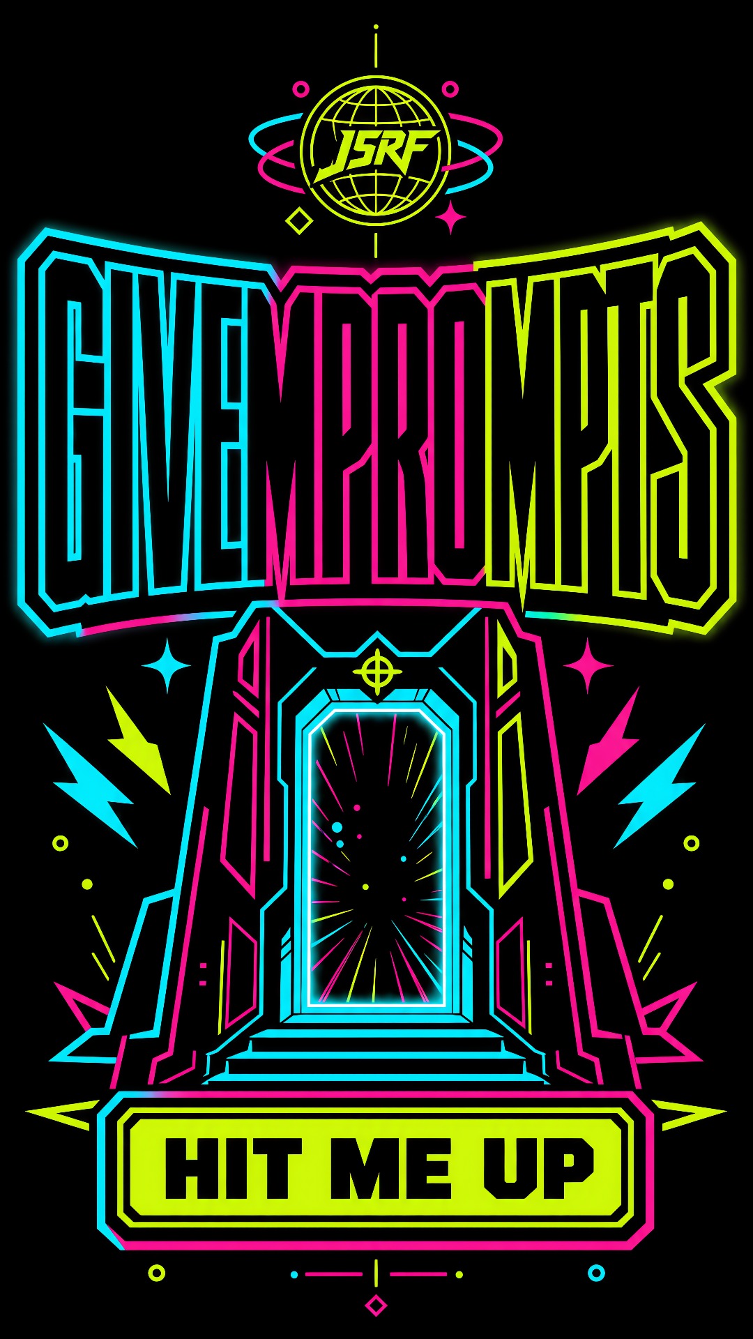 Cel-shaded GiveMePrompts signal portal artwork