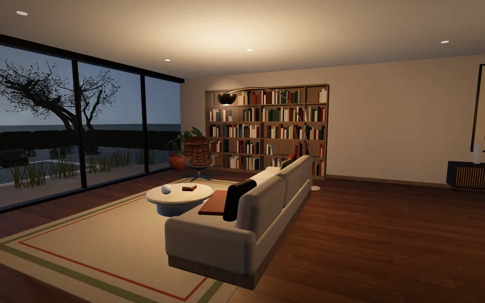 The living room at night
