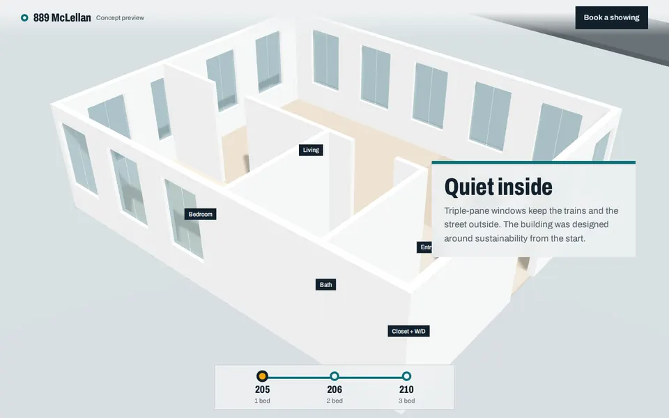 889 McLellan demo: a condo unit raised in 3D